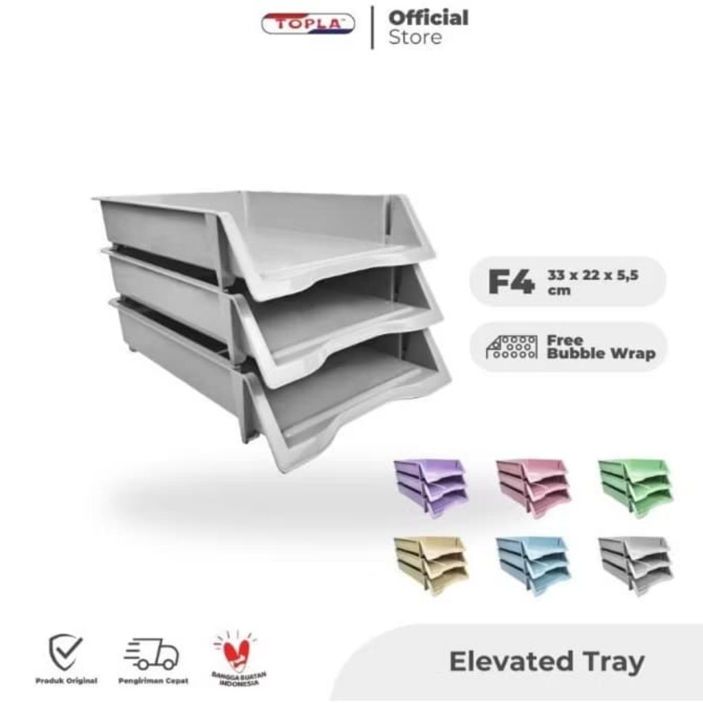 

TOPLA Elevated Tray Pastel / Rak Susun Plastik Topla 3 Tingkat