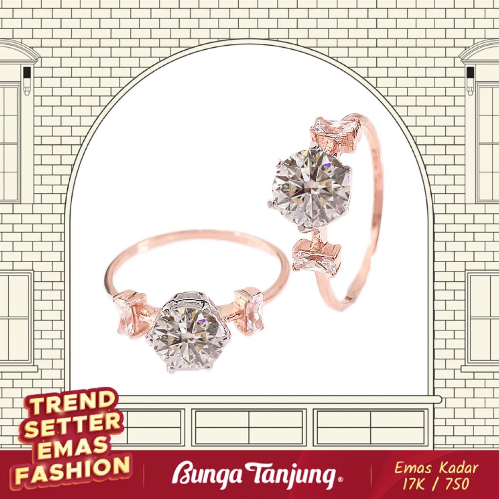 CINCIN TUNANGAN SOLITAIRE BAGUETTE D - EMAS 17K - BUNGA TANJUNG GOLD