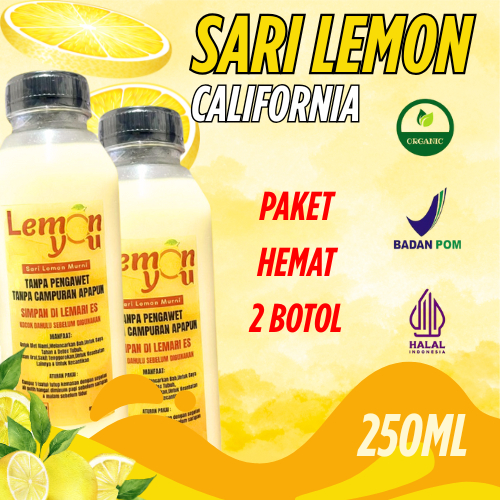 

PROMO 2 BOTOL 250ML! LEMON YOU - Sari Lemon California Alami Untuk Diet Tanpa Campuran Sudah BPOM