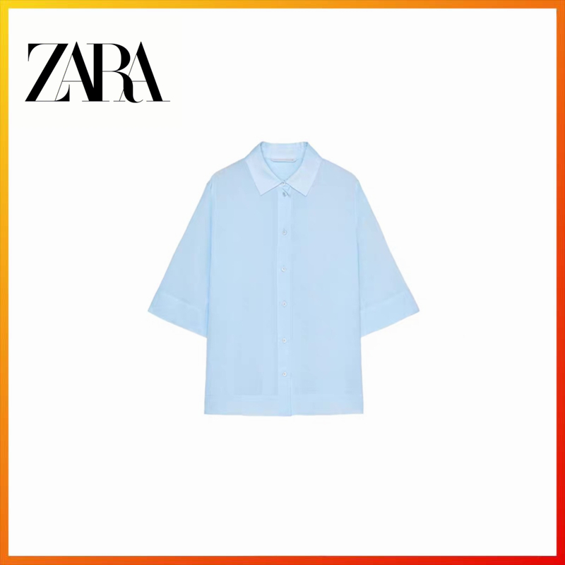 ZARa2025 Summer New Product Women's ZW Series Flip Collar Short Sleeve Casual Style Shirt 3732927 40