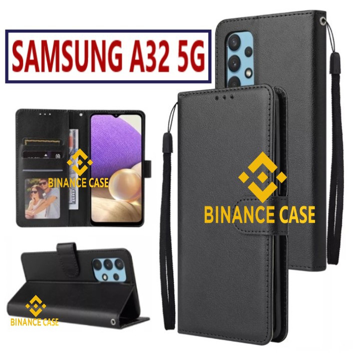 LEATHER FLIP CASE SAMSUNG A32 5G CASE KULIT FLIP WALLET LEATHER KULIT PREMIUM SARUNG BUKA TUTUP KESI