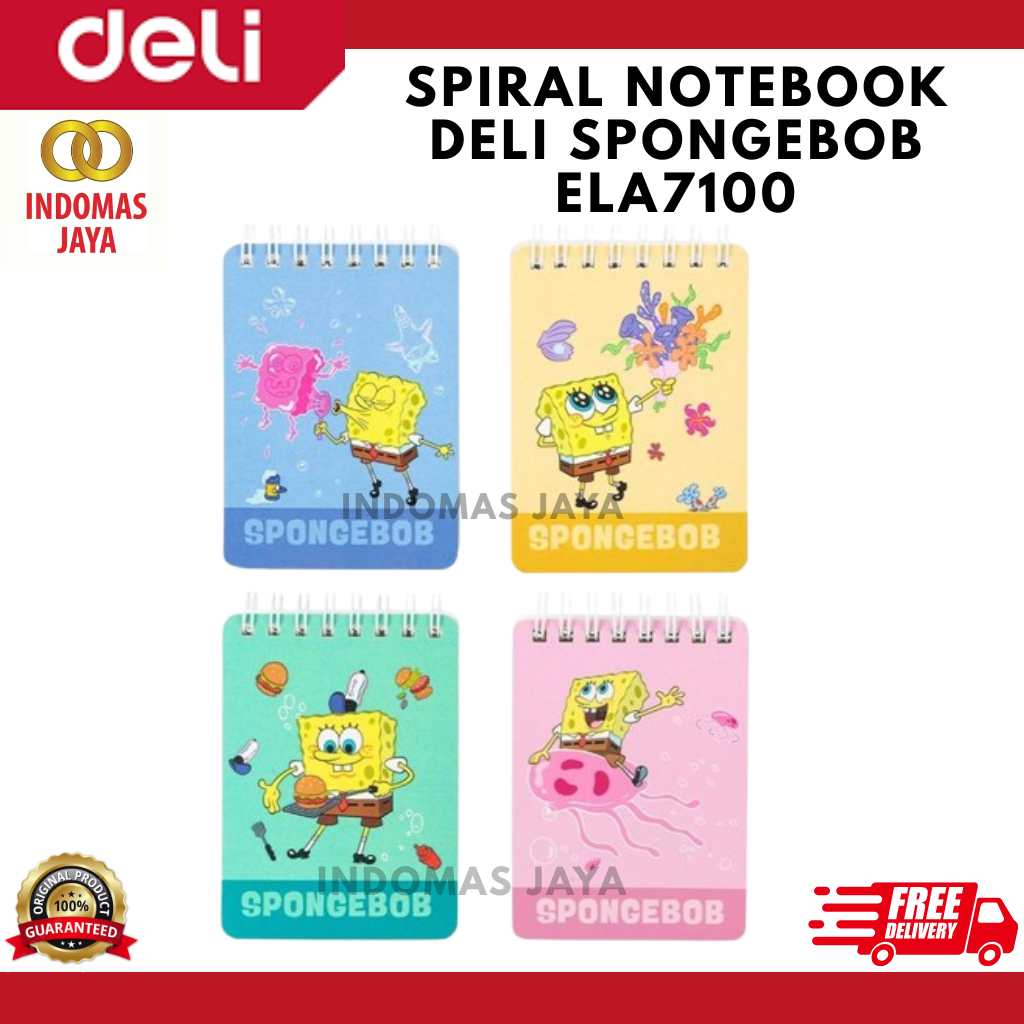 

Deli x Spongebob Buku Catatan / Spiral Notebook A7 100 halaman ELA7100