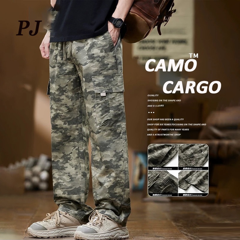 Celana Jogger Panjang Motip Camo Celana Banyak Kantong Pria Cowok Celana Cargo Model Korea Cargo Cam