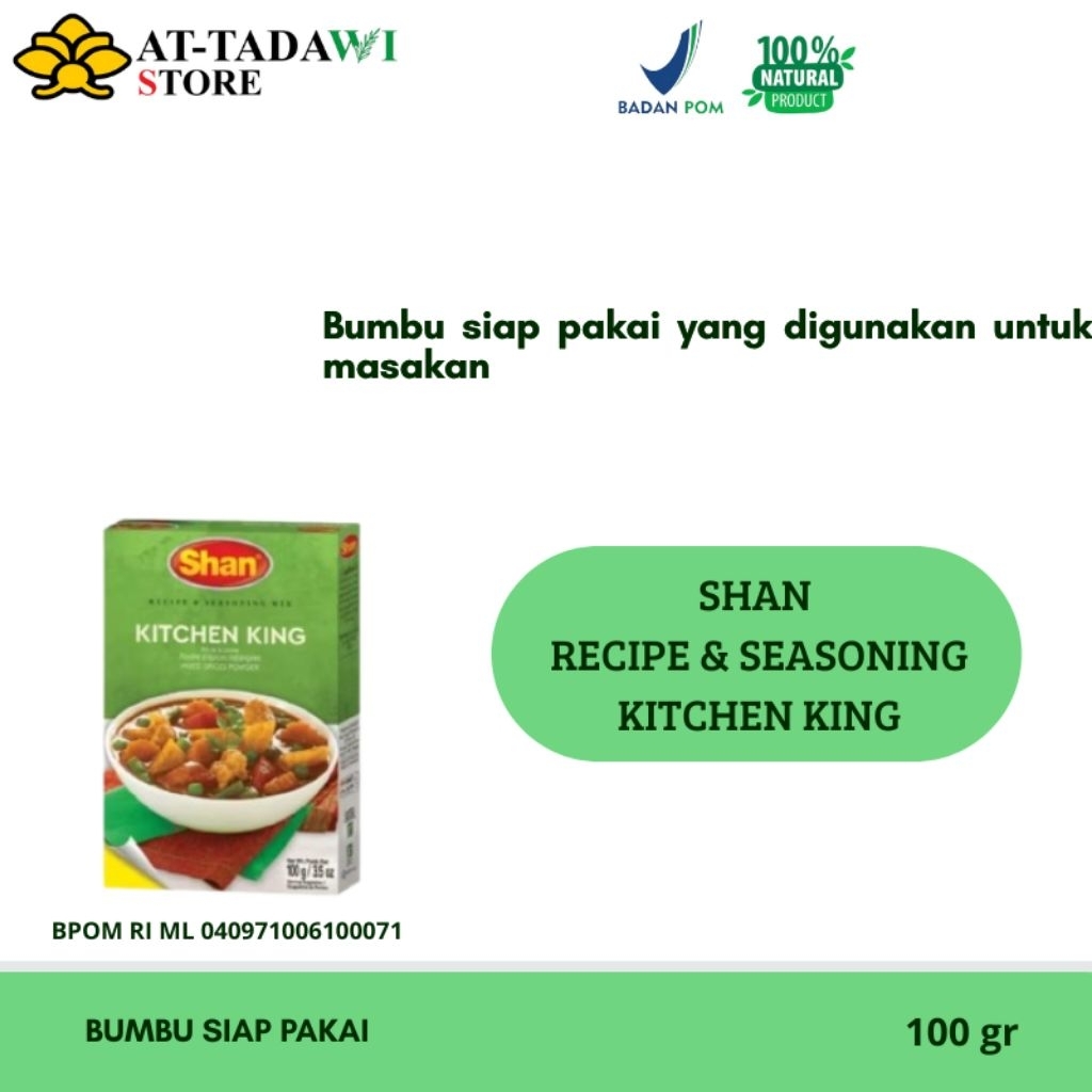 

SHAN RECIPE & SEASONING MIX KITCHEN KING - bumbu siap pakai shan untuk masakan - 100 gr