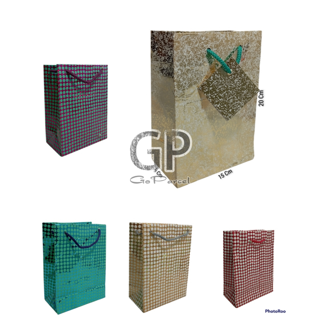 

(1 Lsn - 12 Pc) PAPERBAG METALIK - SHOPPING BAG PAPER BAG POLKADOT GLITTER METALLIC EMAS