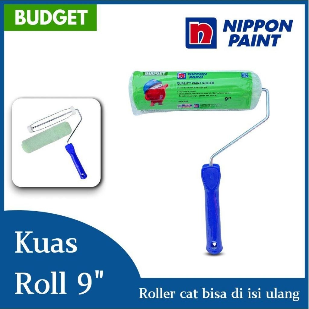 Kuas Roll Cat Nippon Paint Hijau 9"