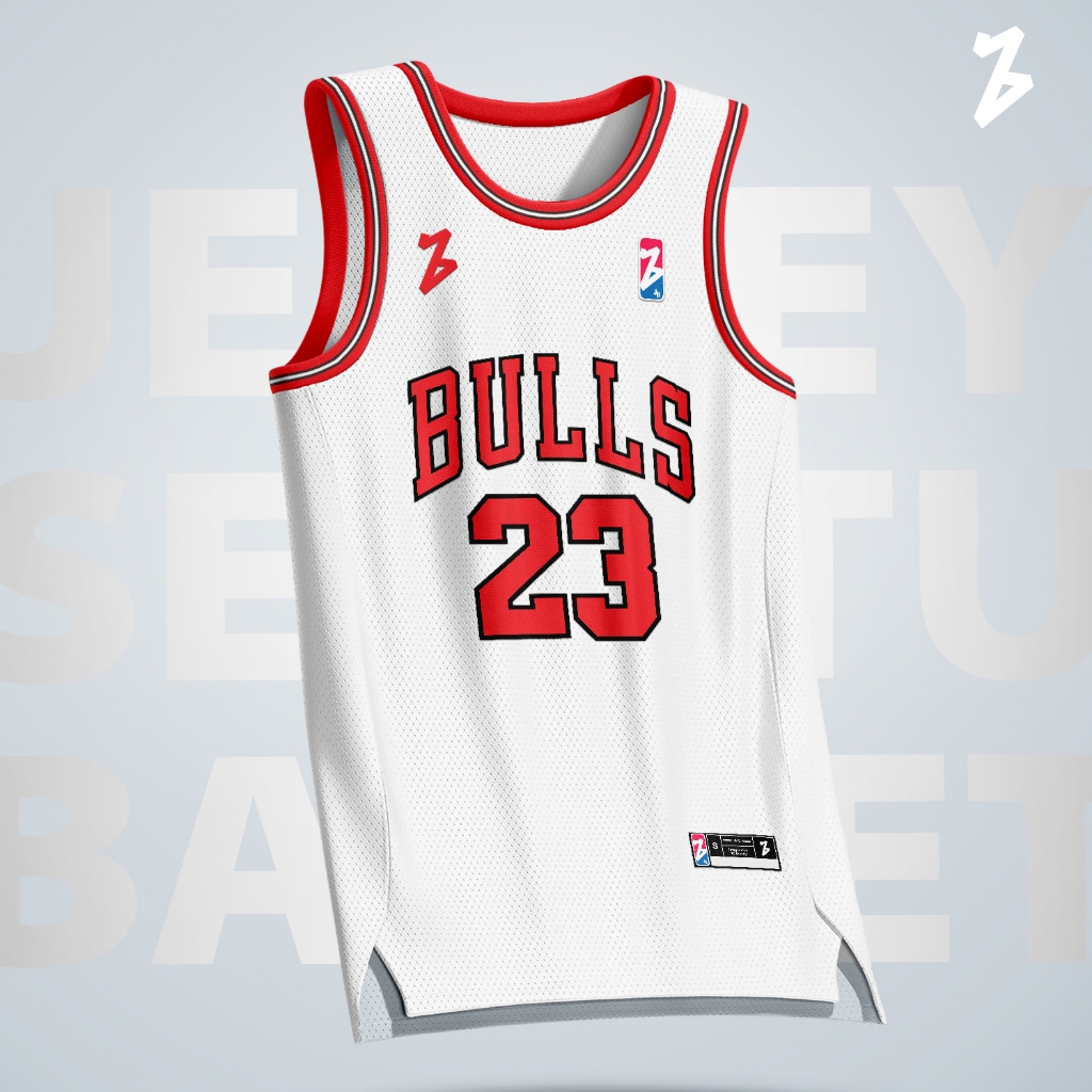 Jersey Basket Michael Jordan Chicago Bulls #23 PUTIH White – Swingman Kaos Baju Atasan