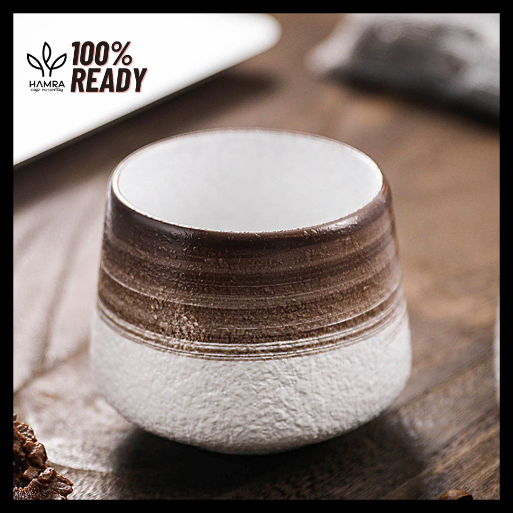 Mug Keramik (Brown) / Cangkir Keramik 200ml / Gelas Ocha Keramik / Japanese Style Ceramic