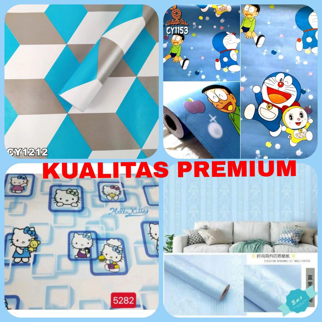 Wallpaper Dinding Kamar Wallpaper Warna Biru Wallstiker Dinding Walstiker Biru Wallstiker Bunga Wall