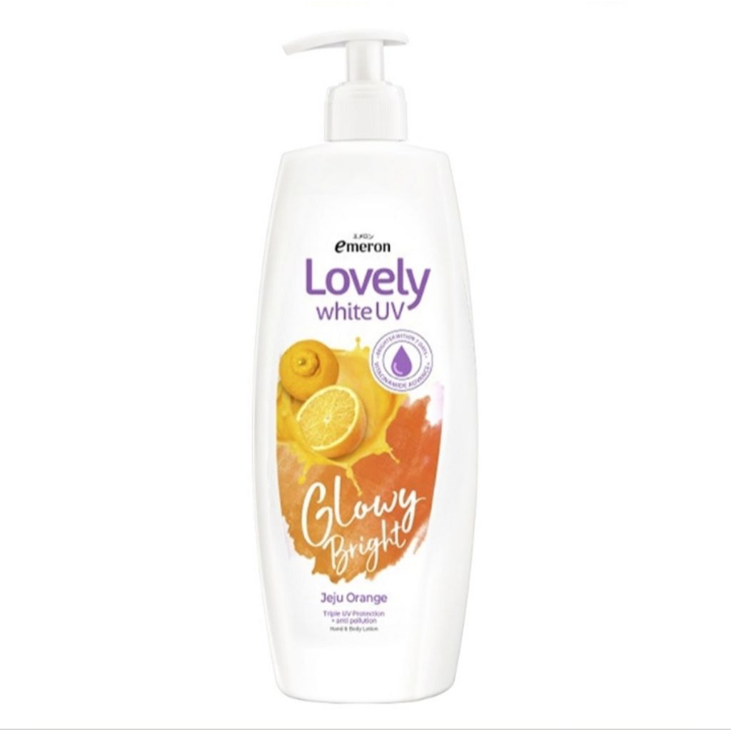 Emeron Lovely White UV Glow Bright Lotion Pelembab Tubuh Jeju Orange 500 ml