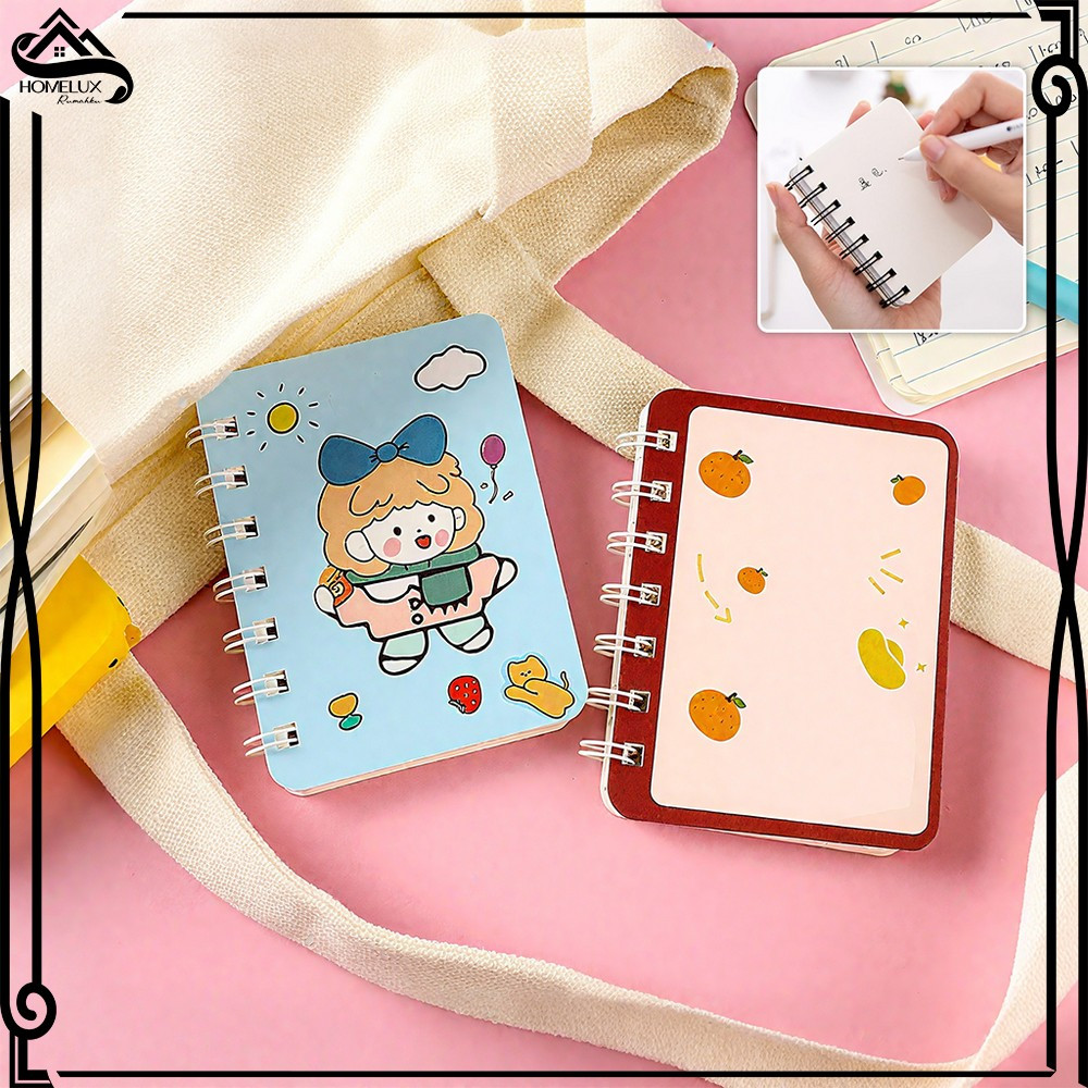 

HOME-A58 Notebook Spiral Mini A7 80 Lembar Buku Catatan Kartun Kecil / Memo Buku Kecil Portable