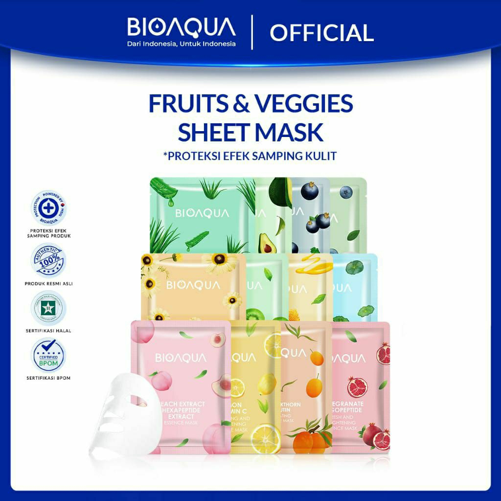 BIOAQUA Natural Skin Care Sheet Mask Fruits || BY GROSIR JAKARTA 100% ORIGINAL BPOM