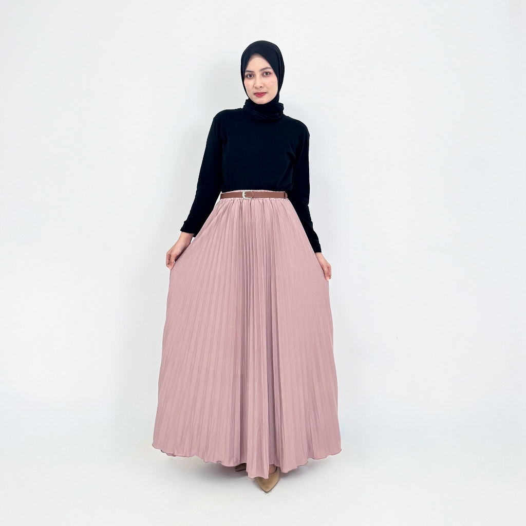 Rok Plisket A-Line Flare Payung Bigsize Panjang 102cm Fit BB 68-110kg Lezahrasignature Long Skirt Pl