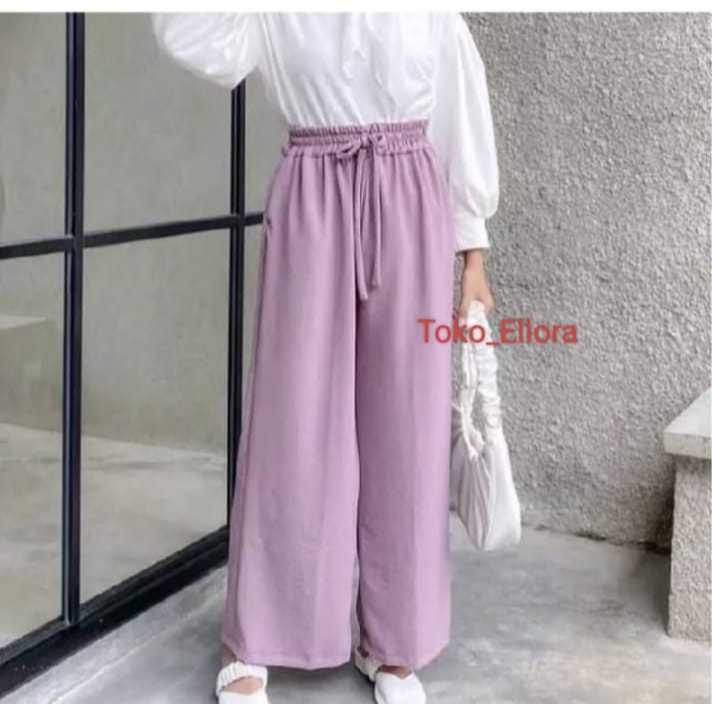 Daily Celana kulot crinkle airflow loose pants Highwaist - Hitam, Jumbo // KULOT CRINGKLE AIRFLOW PR