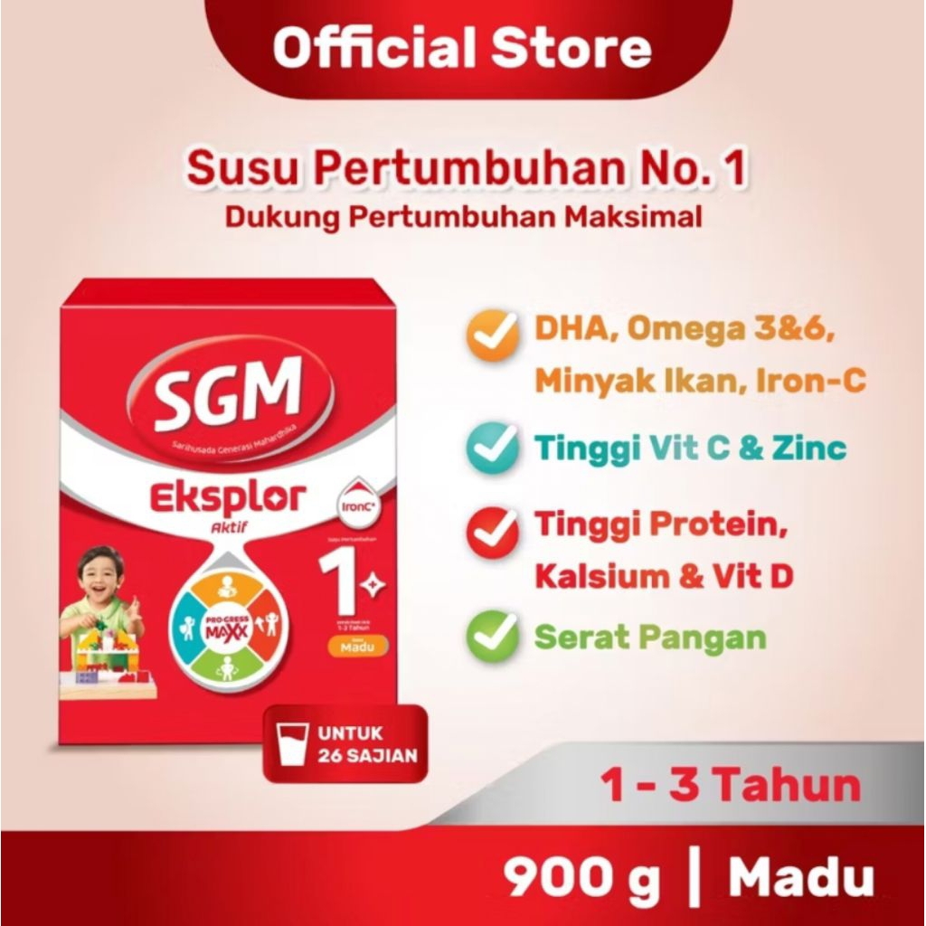 

SGM EKSPLOR 1+ dengan Iron C Susu Pertumbuhan Rasa Madu 900GR