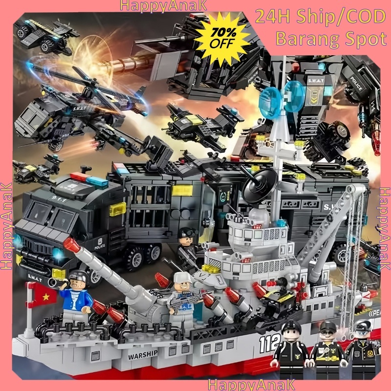 Mainan Block 1000Pcs Kapal Induk Warship kapal induk Brick polisi Pesawat Luar Angkasa READY