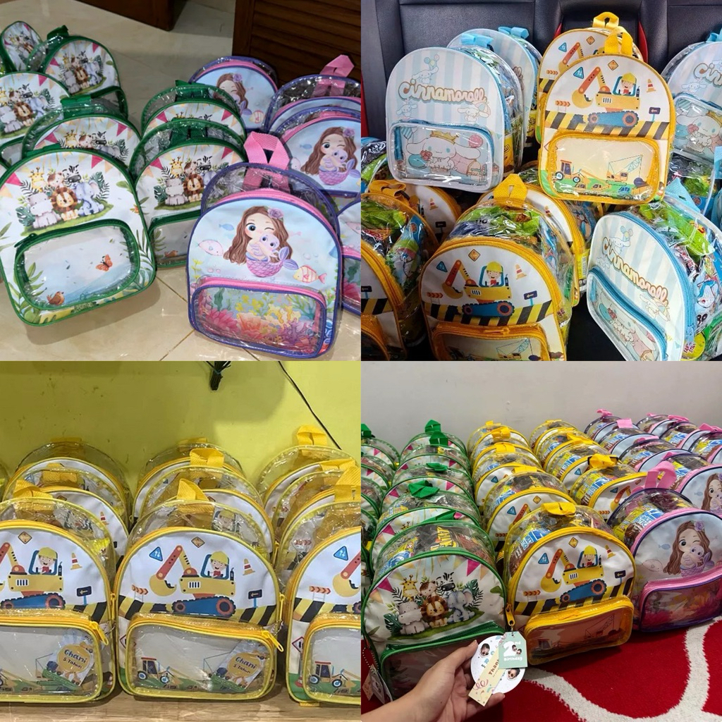 Tas Ulang Tahun anak Ransel Anak dengan Kantong READY STOCK Kuromi Sanrio Dino Roblox Tas Ultah Anak