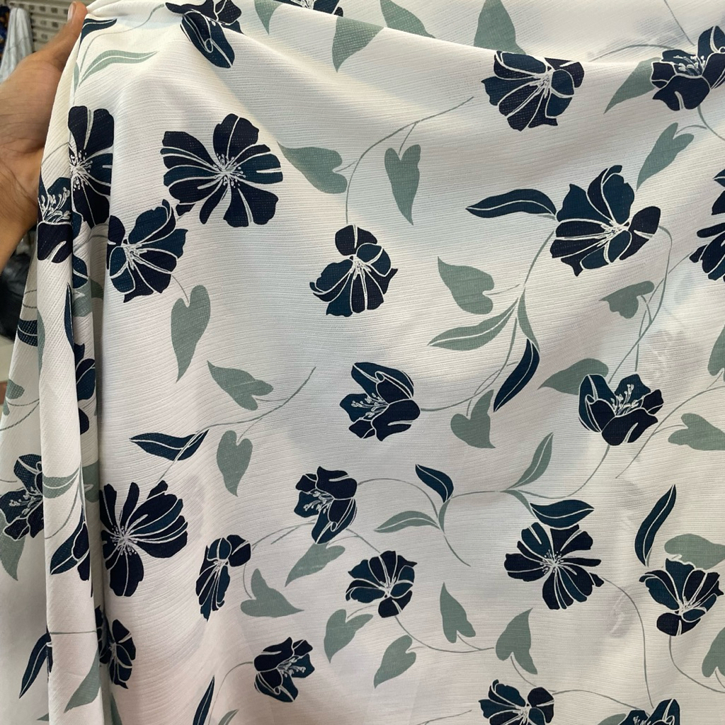 kain crepe crinkle motif bunga premium - kain zara crepe - kain nasiji crepe - kain crepe style prem