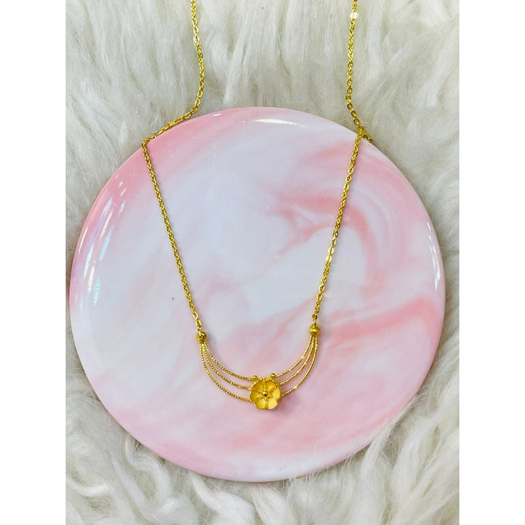 kalung fancy bunga dove smile simple elegant emas asli kadar 700