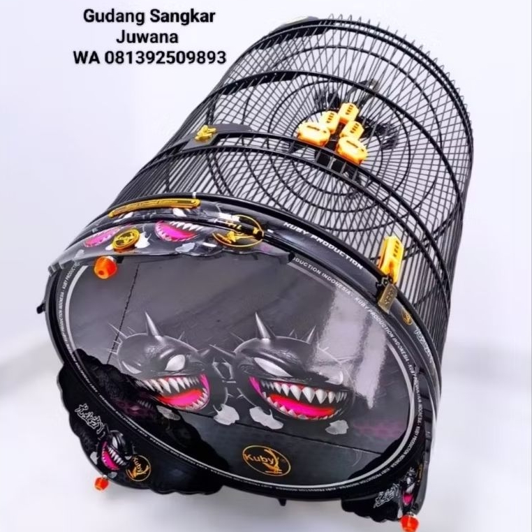 Sangkar Murai KUBY Indonesia Ruji bambu No.2 + Fullset Kerodong + Free Pallet Kayu