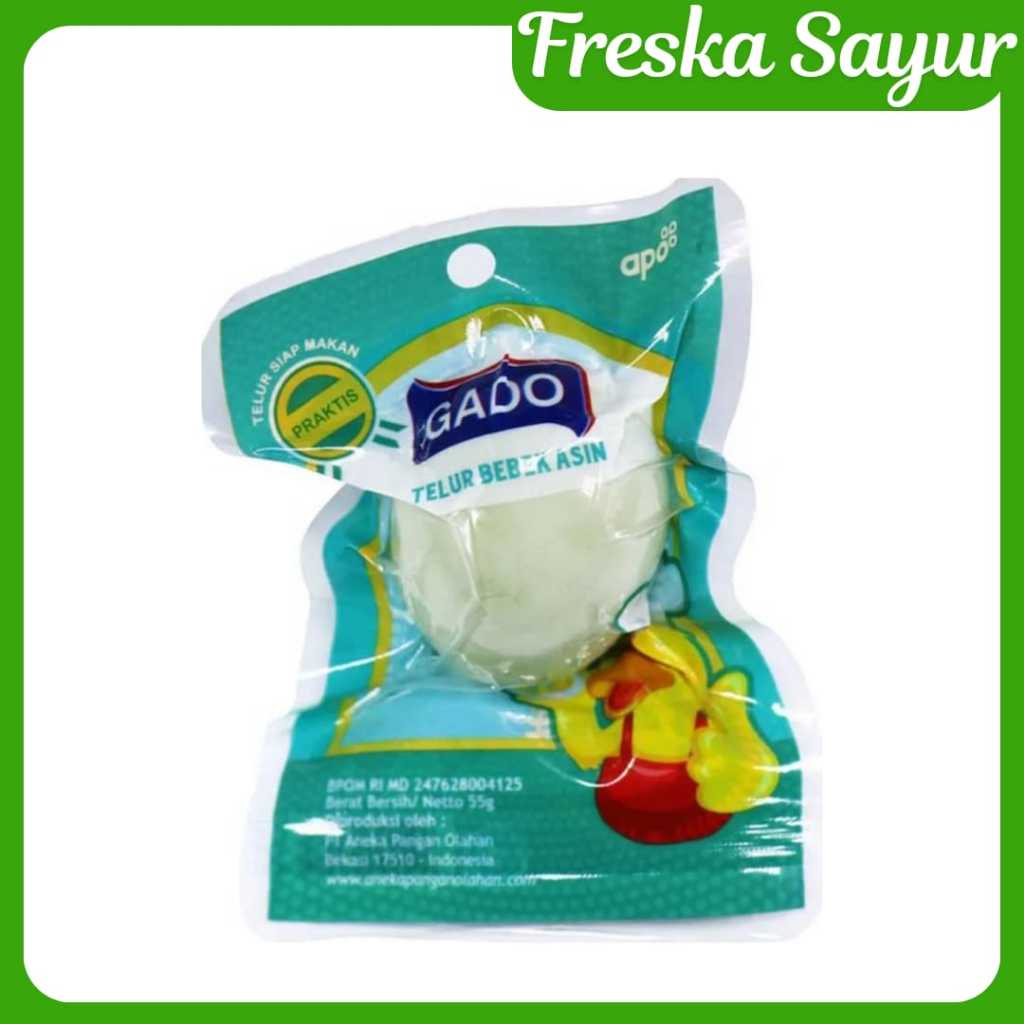 

Telur Bebek Asin Gado Praktis Siap Santap 55gr Kemasan Higienis