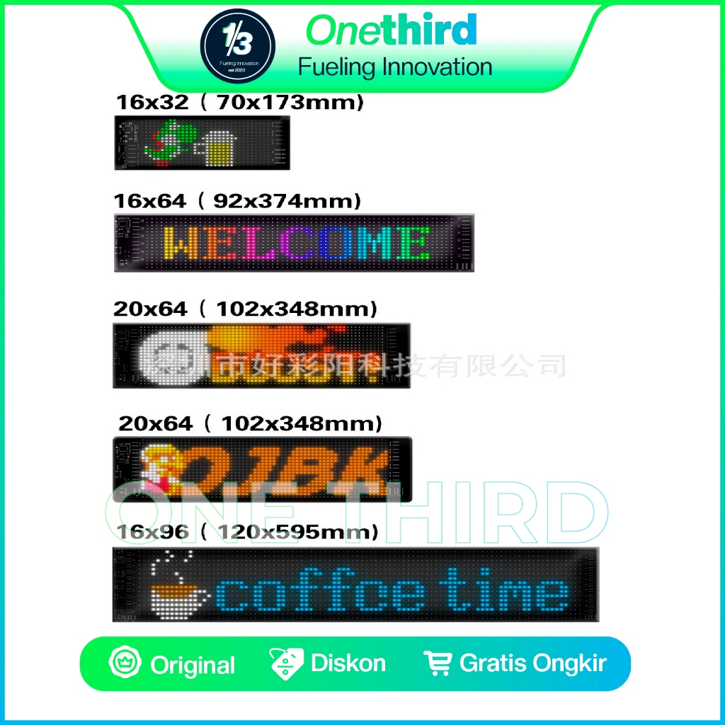 Animasi Mata & Running Text Flexible LED Matrix RGB Untuk Toko, Mobil, Accesoris Android Iphone App