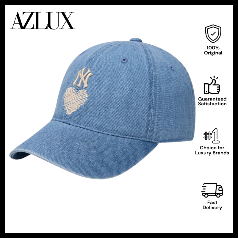 MLB Korea Denim Heart Unstructured Ball Cap - NY Light Blue