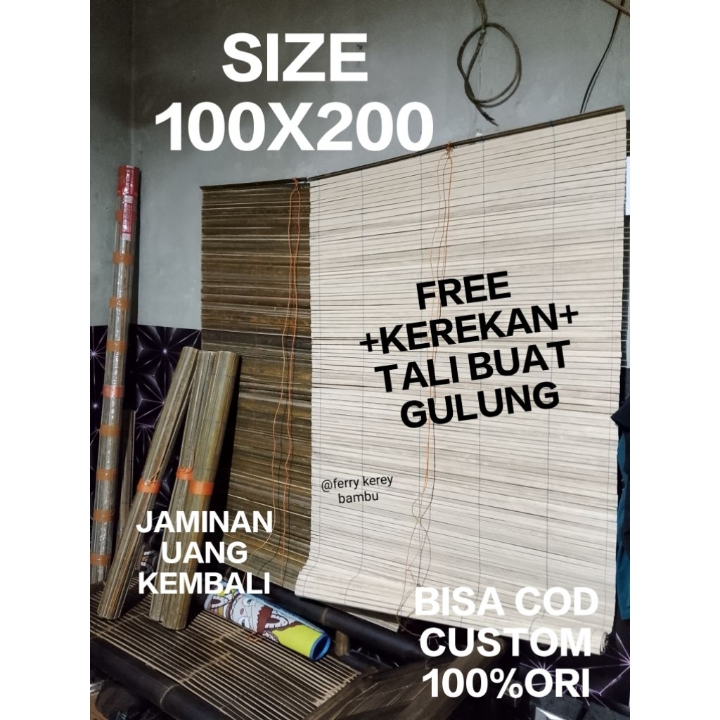 tirai bambu krey gulung outdoor