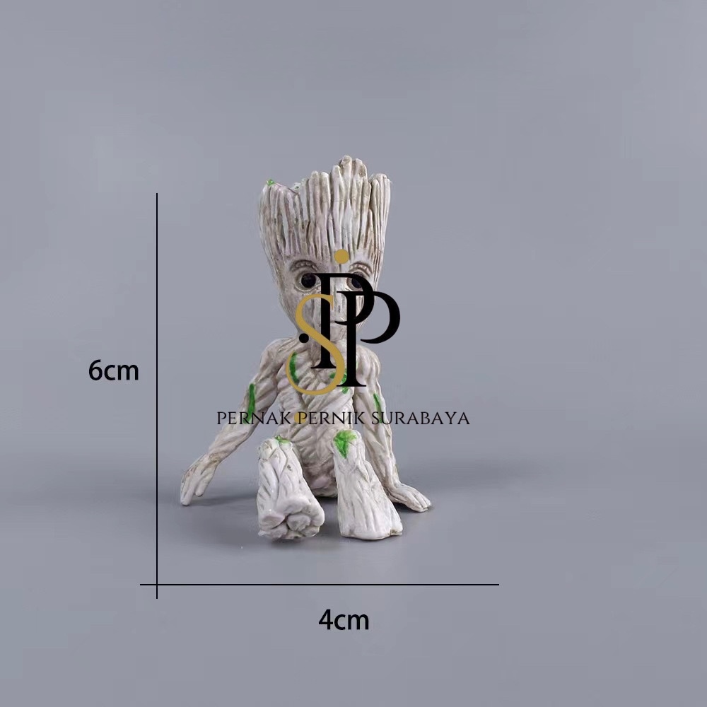 [1 BIJI GROOT BAHAN PVC] MINIATUR KUE TART BABY GROOT GUARDIAN OF THE GALAXY MINI KECIL AKAR HIASAN 