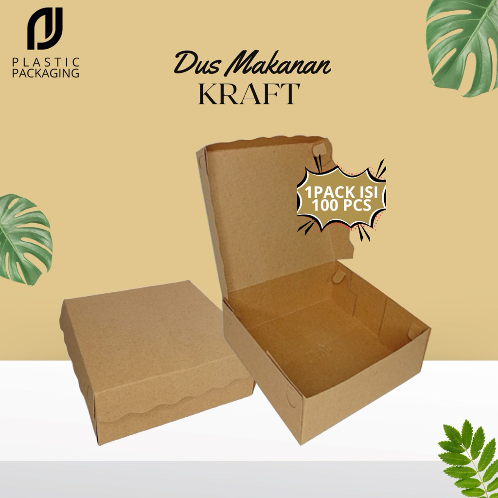 (100 pcs) Dus Makanan Ukuran 18 dan 20  Dus Snack Dus Kraft Dus Kraft R8 R10K | NJPlastik