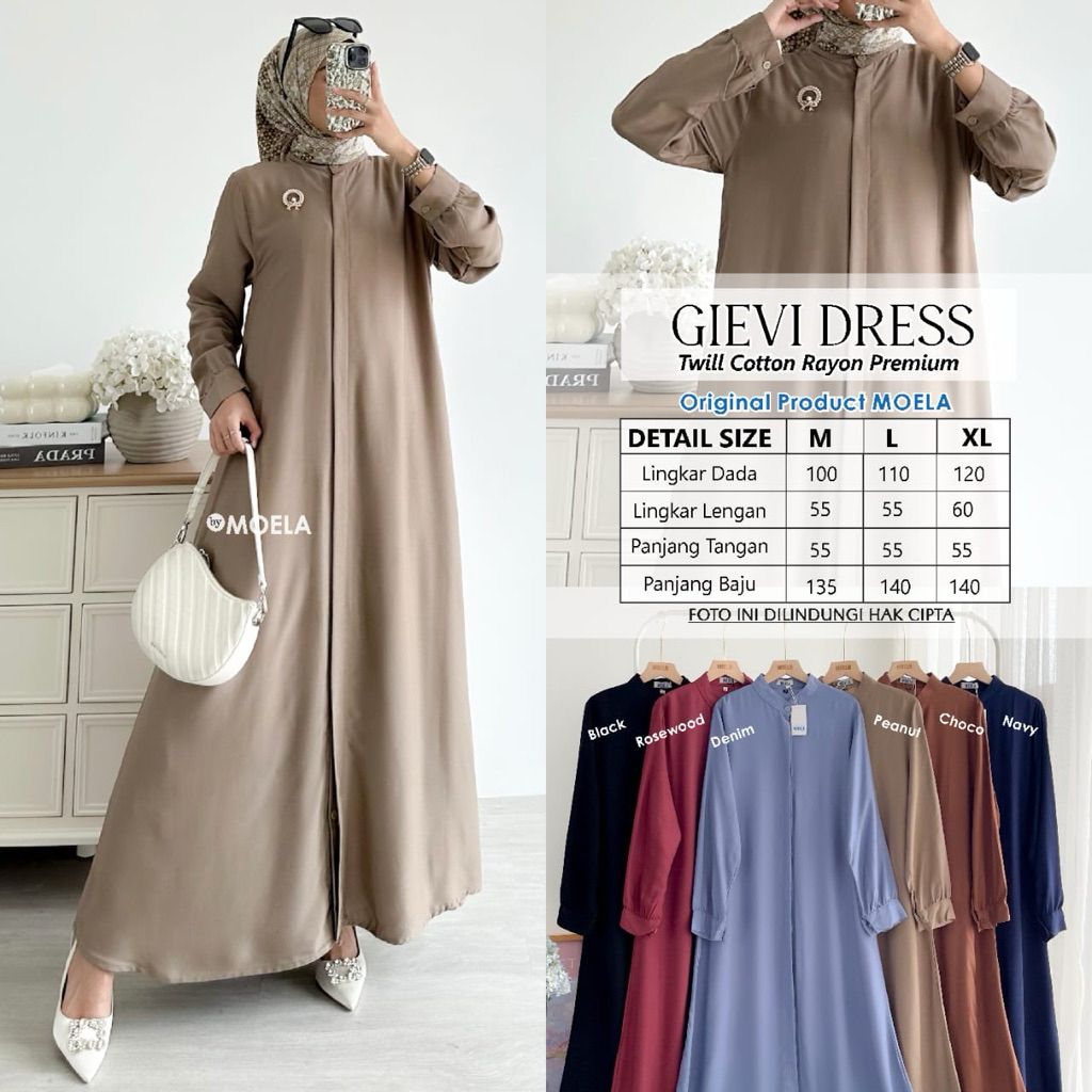 Gamis dress polos Gievi by moela