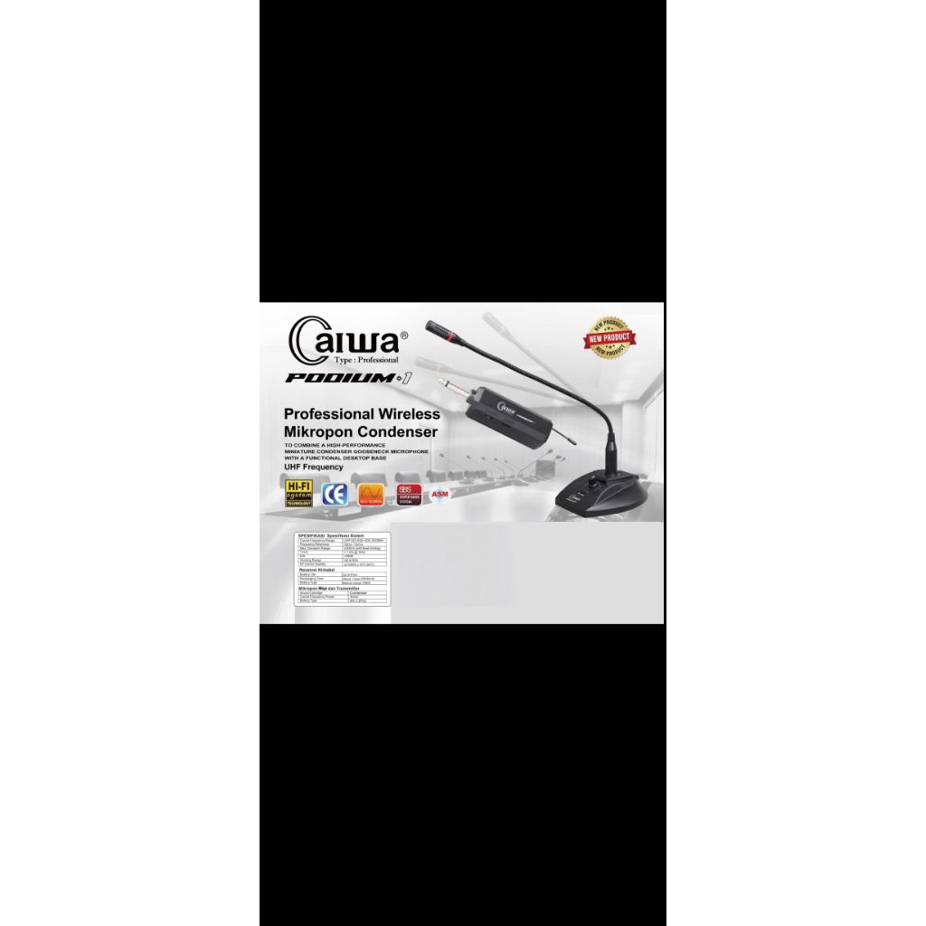 Mic Meja Wireless Conference Aiwa Podium-1-- Single Mic/1buah Mic Podium