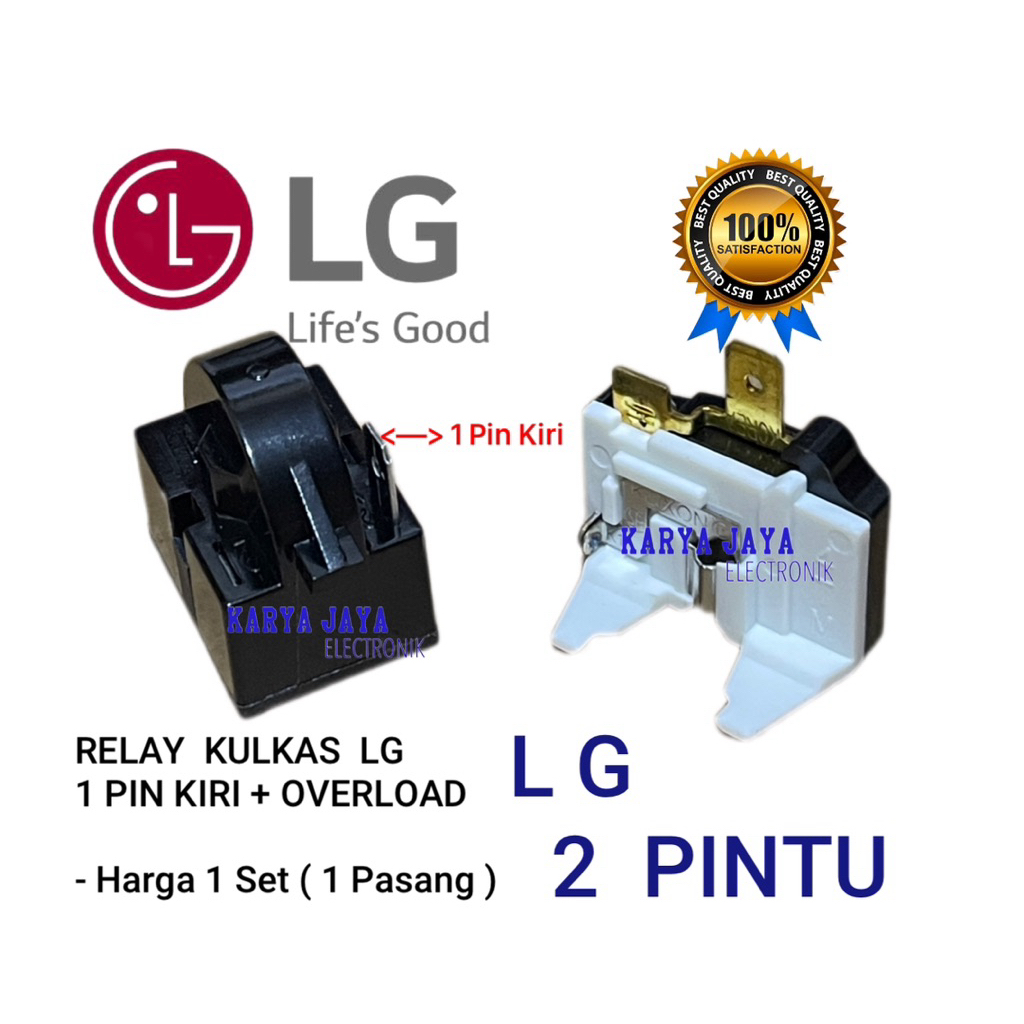 1 Set Relay Ptc 1 Pin Kiri + Overload Kulkas LG 2 Pintu / Relay Kulkas LG 2 Pintu
