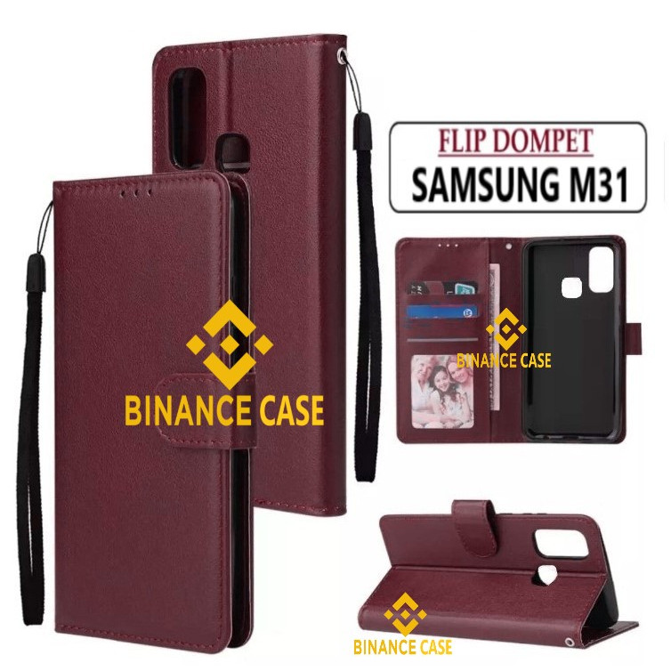LEATHER FLIP CASE SAMSUNG M31 CASE KULIT FLIP WALLET LEATHER KULIT PREMIUM SARUNG BUKA TUTUP KESING 