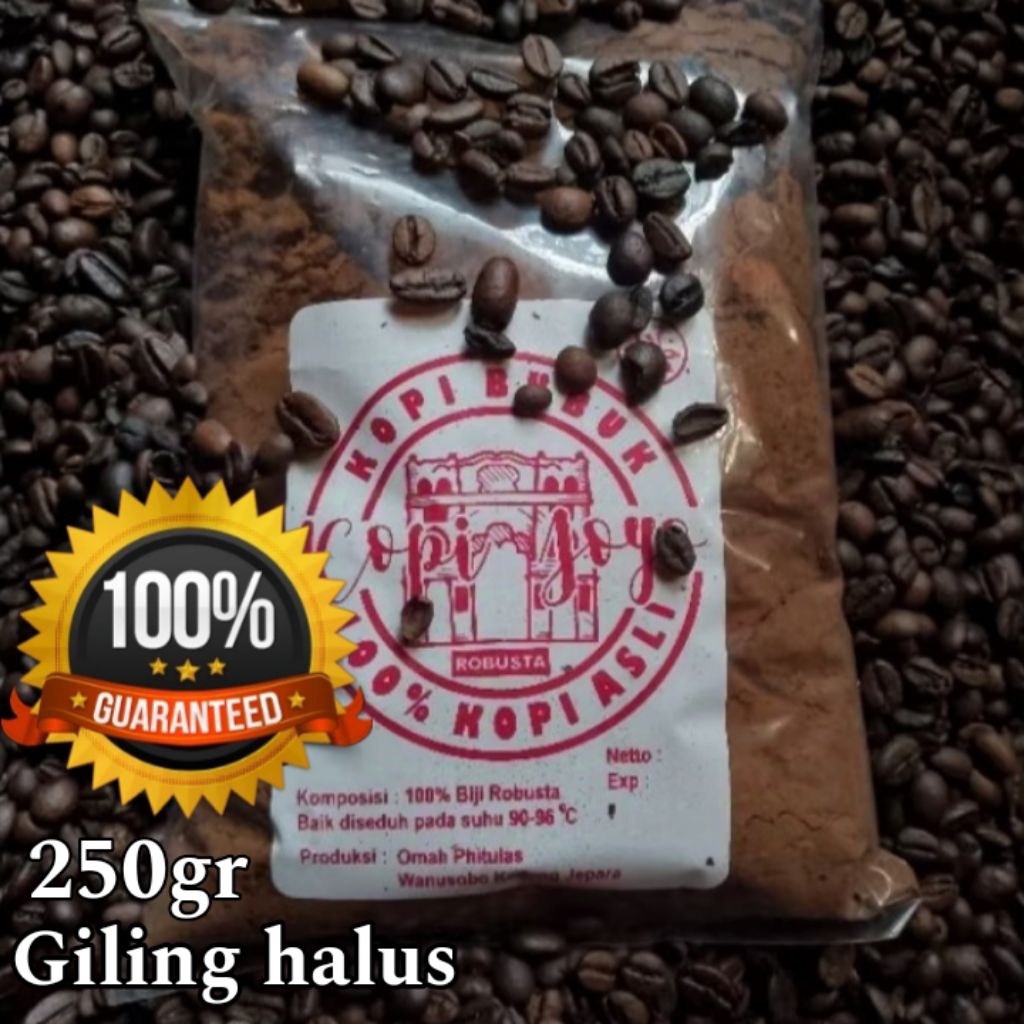 

Kopi Robusta bubuk 250gr 100% murni