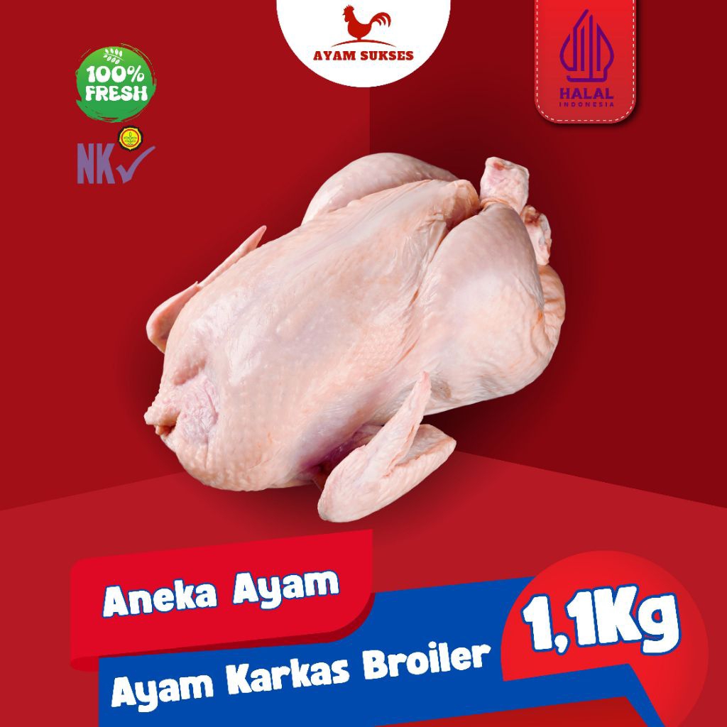 

Ayam Karkas Broiler Utuh / Potong Ukuran 1100Gr (1,1kg)