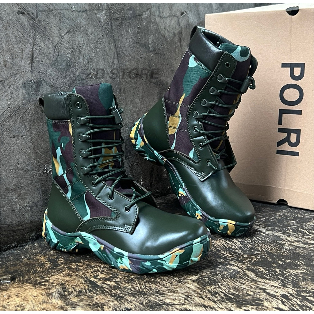 Sepatu PDL Loreng Jatah Tanpa Resleting/SEPATU PDL LORENG BRIMOB