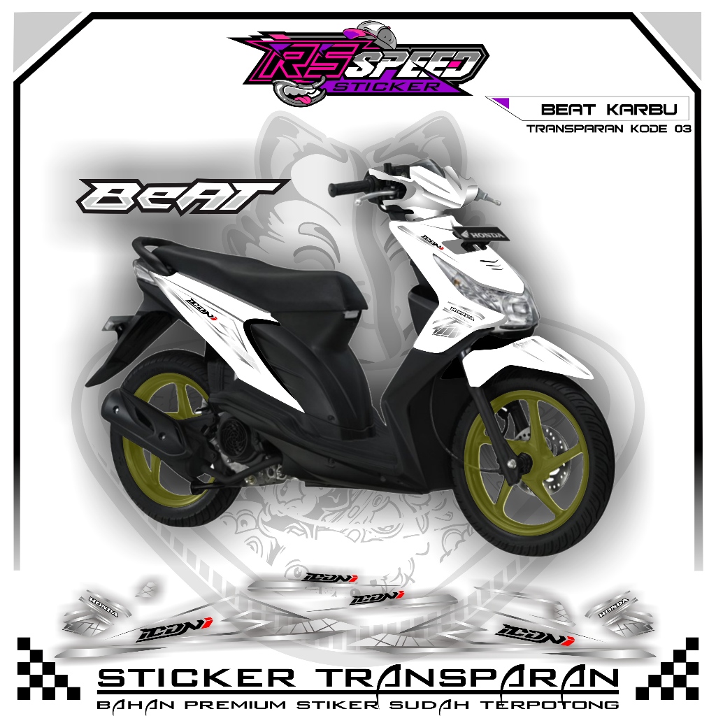 STRIPPING BEAT KARBU 2010 VARIASI STIKER BEAT KARBU 2010 UV TRANSPARAN KODE 03 BAHAN PREMUM