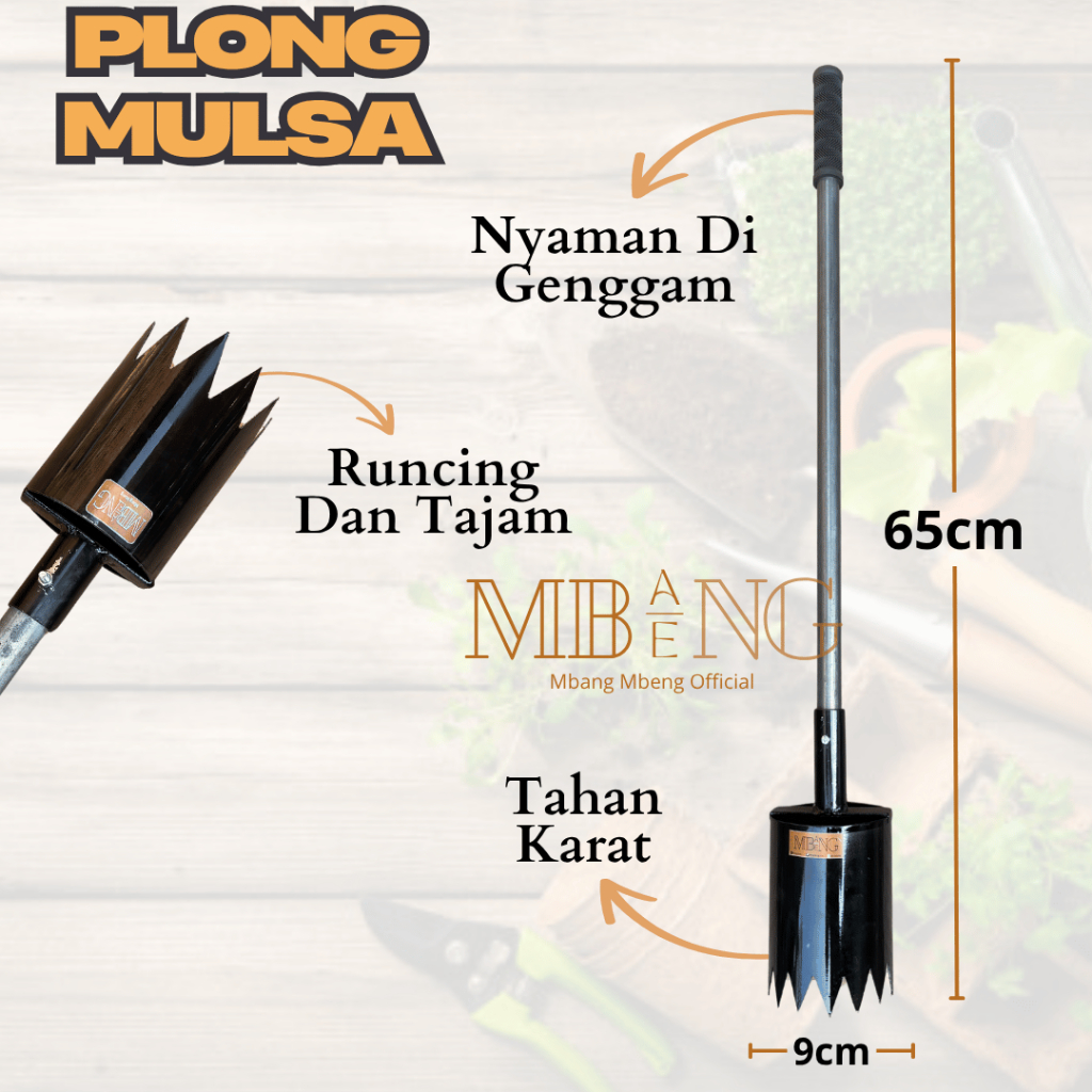 Mbang-Mbeng Plong Mulsa diameter 9cm / Alat Pelubang Plastik Mulsa Dengan Gagang / pelubang