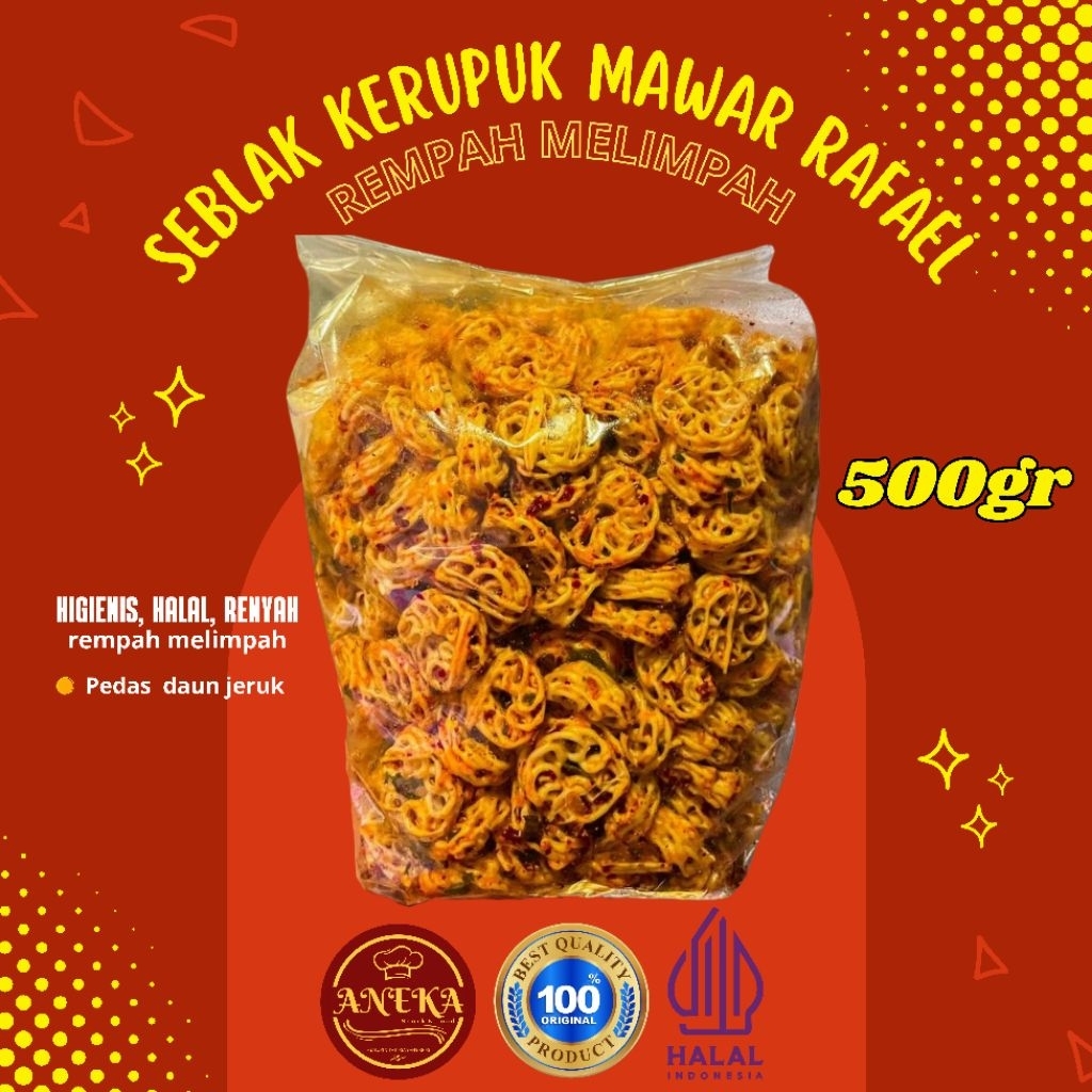 

500Gram - Seblak Kering Rafael / Kerupuk Bantat Mawae Pedas Daun Jeruk Renyah