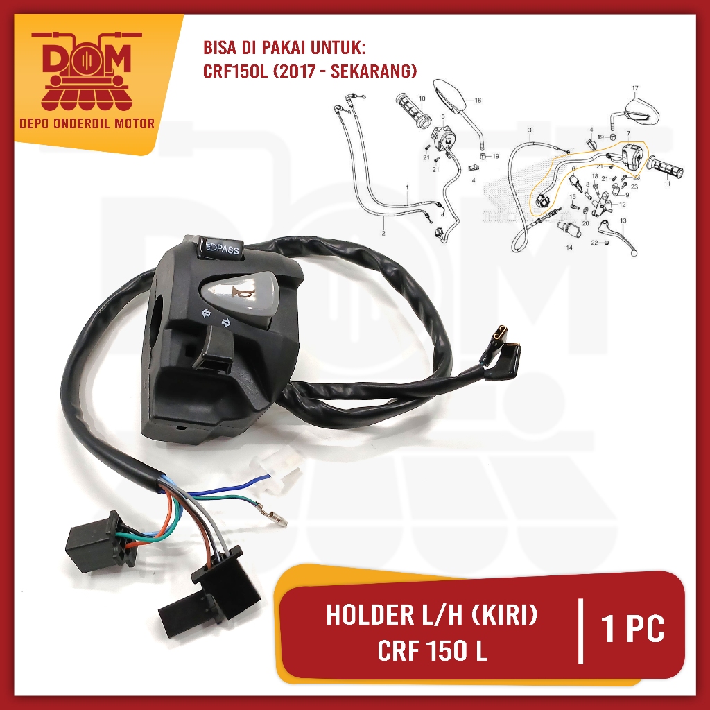 Holder Kiri CRF 150 L L/H (TOKAIDO) Saklar Kiri Tombol Lampu Dim Riting Klakson K84 CRF150L 2017