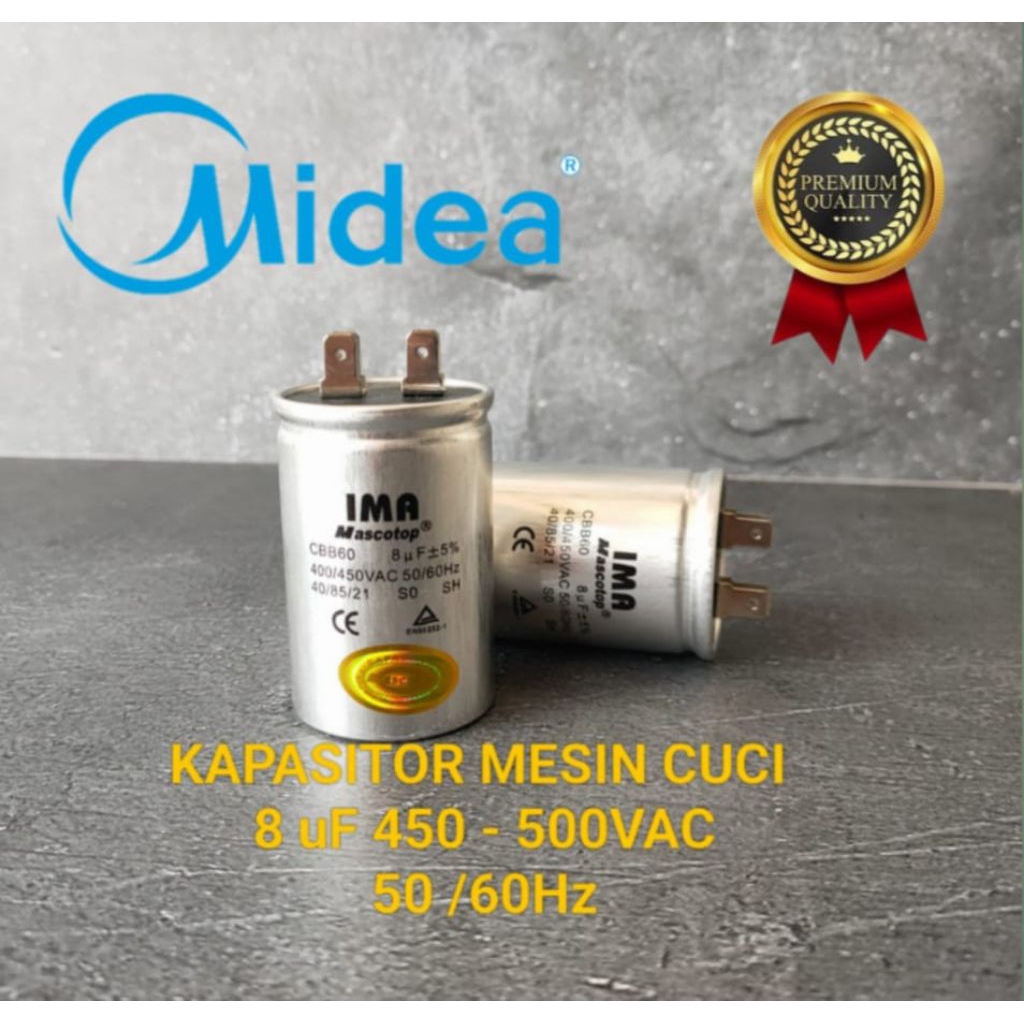 KAPASITOR MESIN CUCI 1TABUNG 8uF MIDEA