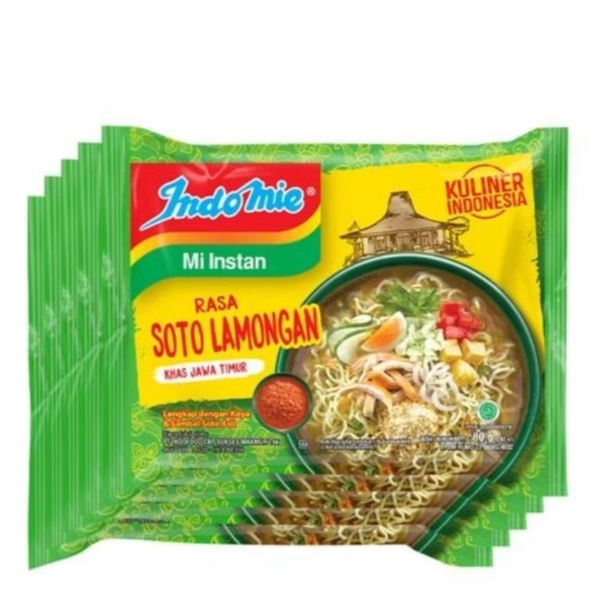 

Paket 5 Pcs - Indomie Mie Instan Kuah Rasa Soto Lamongan isi 80 Gram