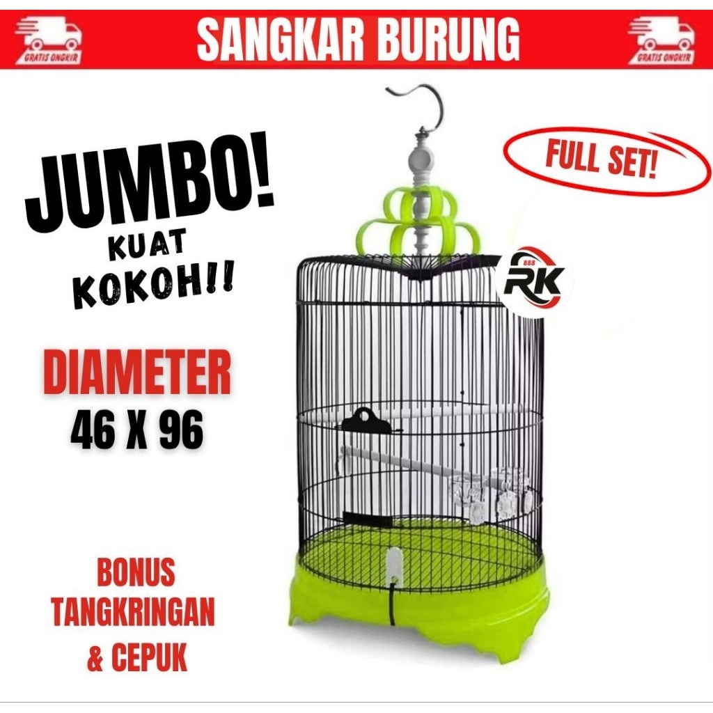 SANGKAR MURAI JUMBO & STANDAR Fullset Kandang Burung Murai Poksay Kacer Cucak Ijo Besi Import Tebal 