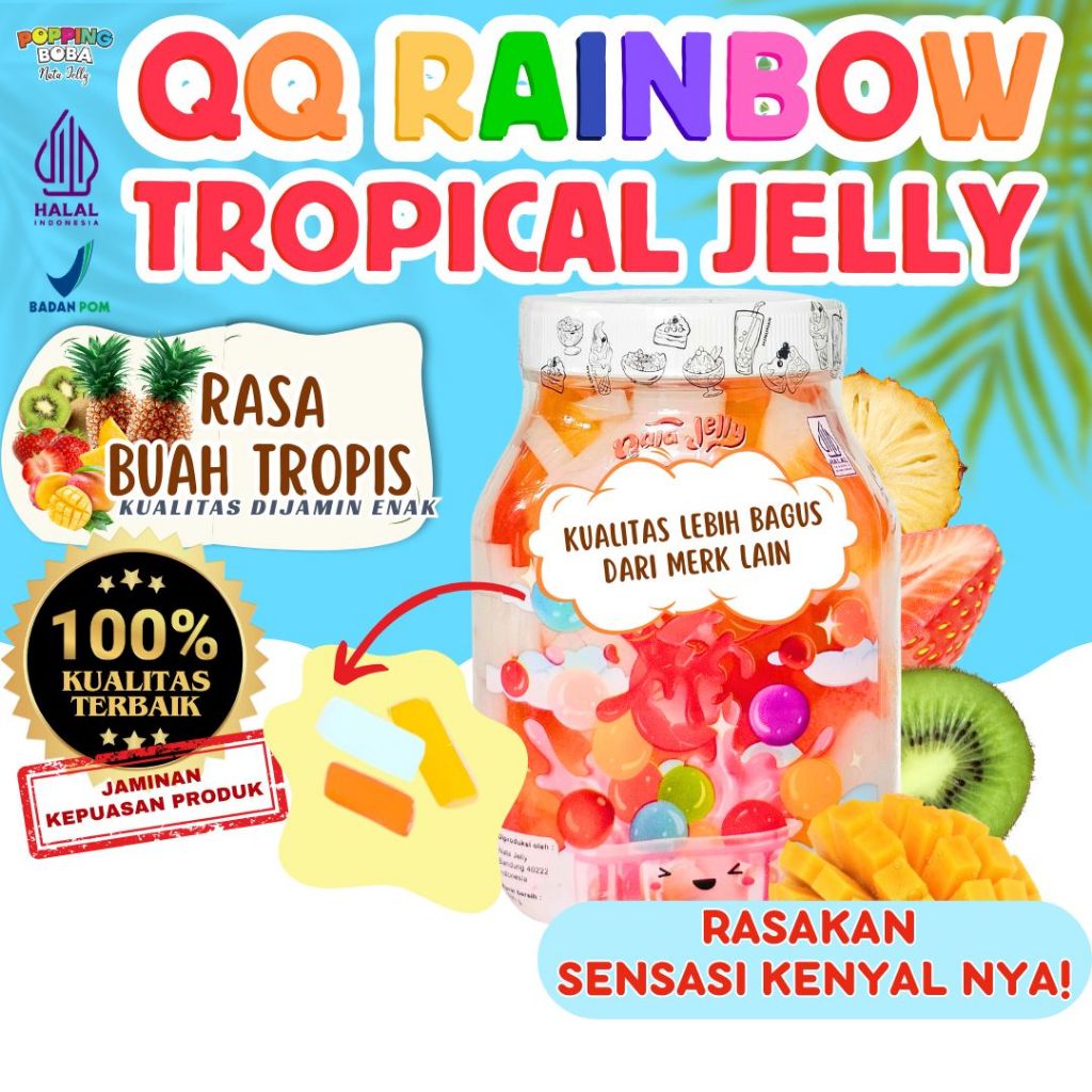 

QQRainbowJellyKonyakuToppingMinumanCocokDengan BONICO Bubuk Es Krim Ice Cream Powder - Tropical Jelly Buah Tropis 500 Gram | Cocok Untuk Semua Jenis Minuman