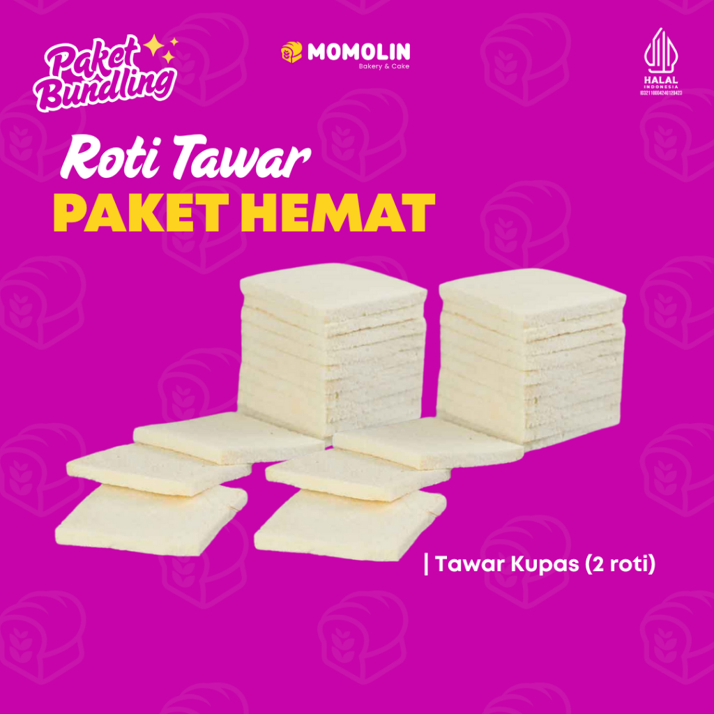 

Momolin Bakery - Roti Tawar Paket Hemat dapat 2 - Bundling 2 Roti Tawar Kupas - Sarapan Sehat - Roti Tawar Putih [ Best Price ]