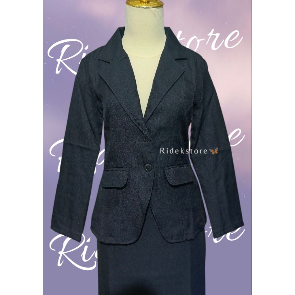 JAS WANITA // BLAZER WANITA KERJA, KULIAH, SIDANG, FORMAL SIZE STANDAR DAN JUMBO KHUSUS WARNA HITAM 