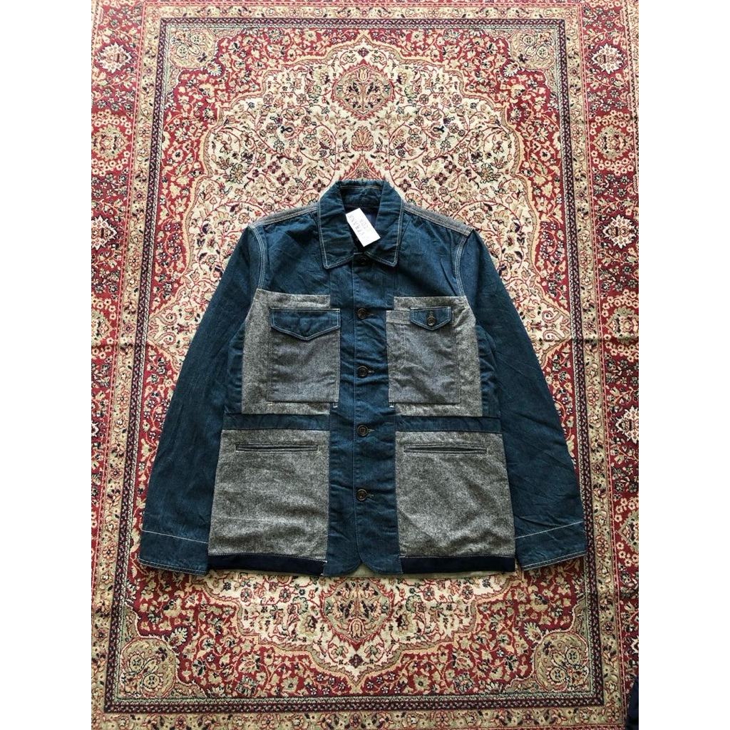 Thursday island chore jacket denim mix wool jacket Vintage denim chore jacket F849