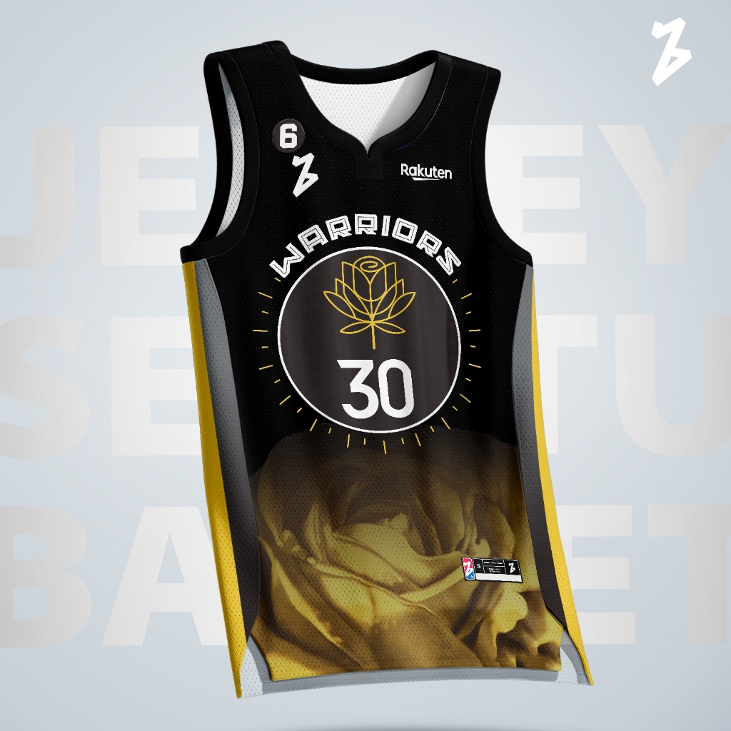 Jersey Basket Stephen Curry GSW 30 City HITAM Black - Swingman Baju Atasan