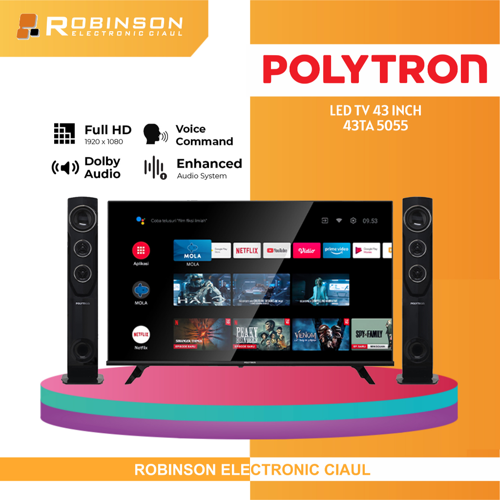 POLYTRON Smart Cinemax Android TV 43 Inch / TV Android 43 Inch PLD43TA5055